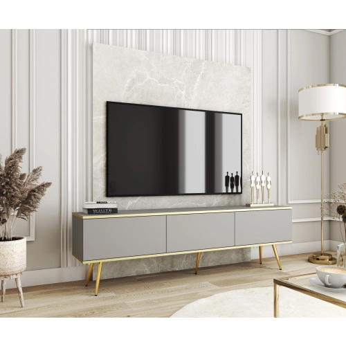 Szafka RTV Szaro - Złota  175 cm Noga Czarna - Złota